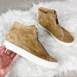 FRYE Suede High Top Lena Sneakers Tan Chunky Sole